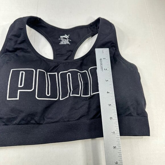 Puma Women's Size Large Bra Sports Racerback Stretch Fit Black Preowned - Picture 7 of 9